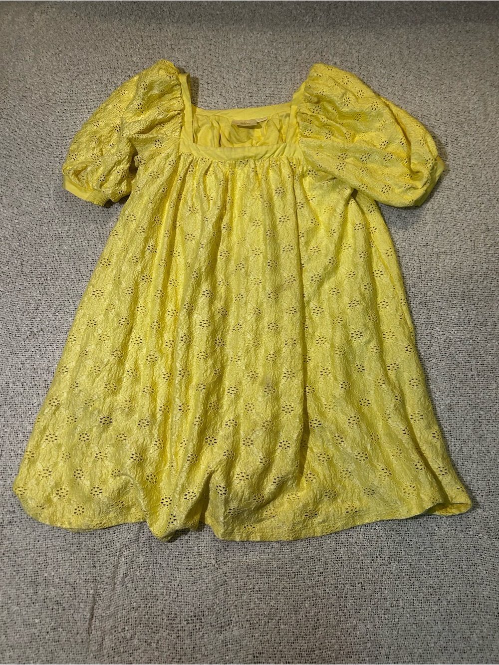 Anthropologie Maeve Yellow Eyelet Dress Womens Size M
